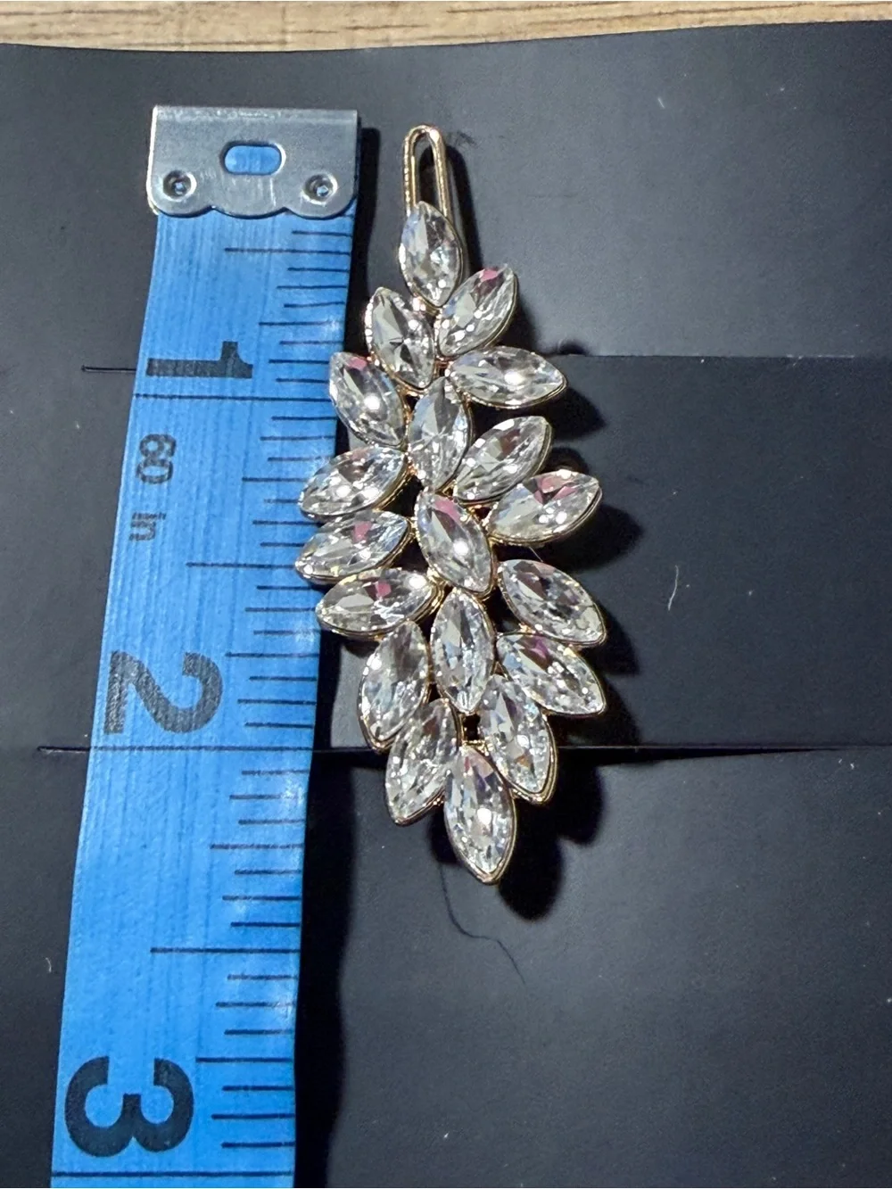 paparazzi Clear Crystal Leaf Hair Barrette - Silver Tone